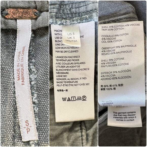 Free People Light Gray Margate Paper Bag Pleated Drawstring Pants Size SP - Picture 9 of 9